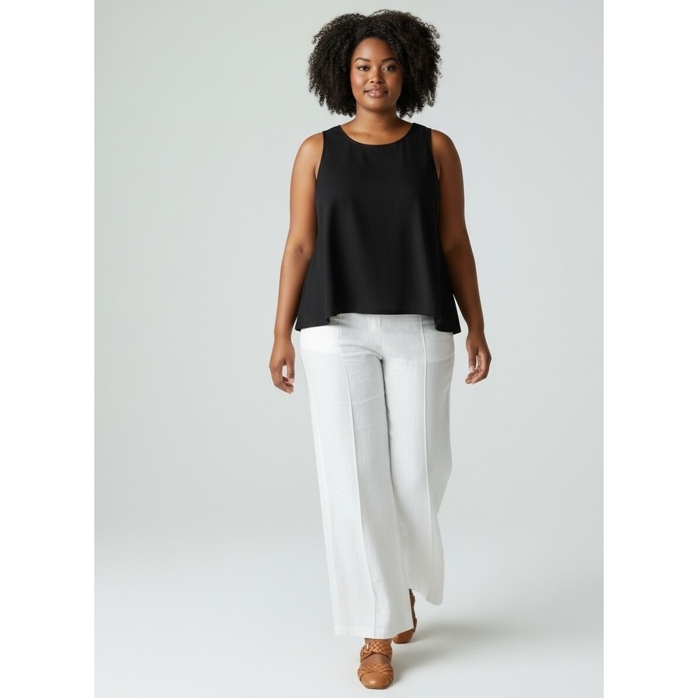 Bryn Walker Tank Women XL Black Organic Cotton Bamboo Blend Lagenlook Minimalist